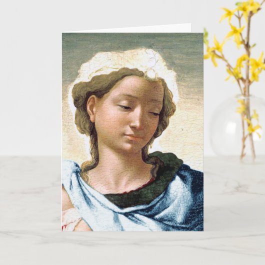 Michelangelo Madonna en kind kerst Kaart (Gele Bloem)