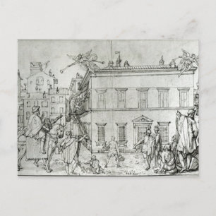 Michelangelo op horseback en bezoekt een kunstenaa briefkaart