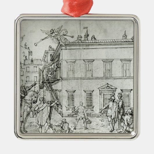 Michelangelo op horseback en bezoekt een kunstenaa metalen ornament (Voorkant)