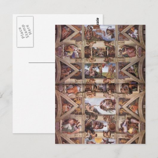 Michelangelo: Plafond voor sistine Chapel Briefkaart (Voorkant / Achterkant)