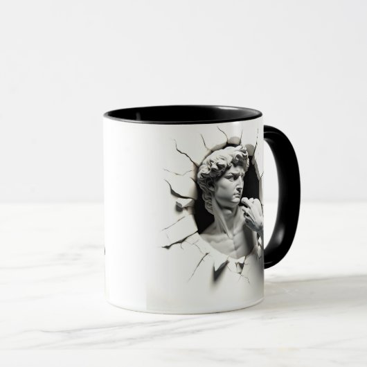 Michelangelo’s David 3D gluren uit het gat Mok (Voorkant rechts)