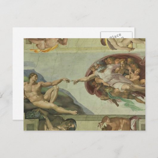 Michelangelo: Schepping van Adam Briefkaart (Voorkant / Achterkant)