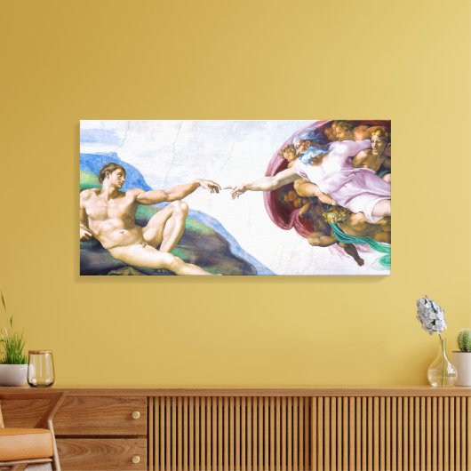 Michelangelo - Schepping van Adam Geïsoleerd Canvas Afdruk (Insitu (Woonkamer))