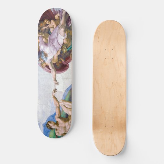 Michelangelo - Schepping van Adam Geïsoleerd Persoonlijk Skateboard (Voorkant)