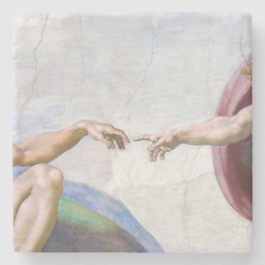 Michelangelo - Schepping van Adam Geïsoleerd Stenen Onderzetter (Voorkant)