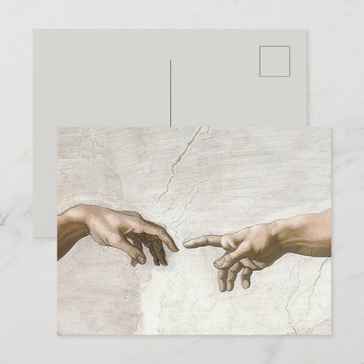 Michelangelo Schepping van Adam Handen Fijne Kunst Briefkaart (Voorkant / Achterkant)