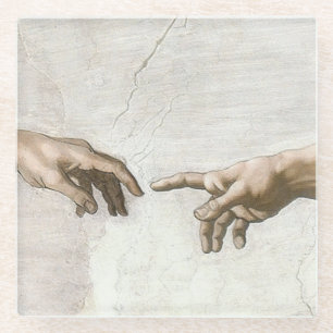 Michelangelo Schepping van Adam Handen Fijne Kunst Glazen Onderzetter