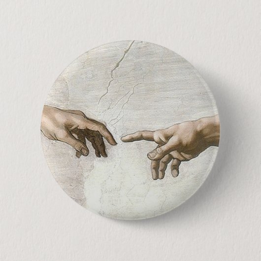 Michelangelo Schepping van Adam Handen Fijne Kunst Ronde Button 5,7 Cm (Voorkant)