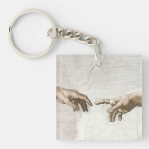 Michelangelo Schepping van Adam Handen Fijne Kunst Sleutelhanger
