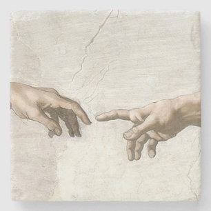 Michelangelo Schepping van Adam Handen Fijne Kunst Stenen Onderzetter