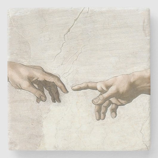 Michelangelo Schepping van Adam Handen Fijne Kunst Stenen Onderzetter (Voorkant)