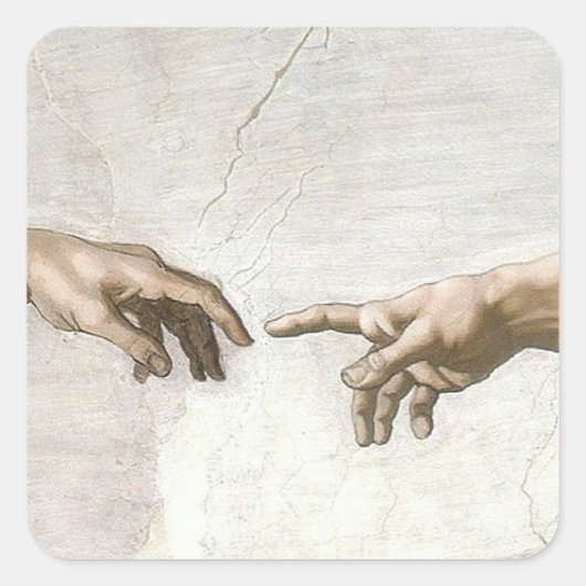 Michelangelo Schepping van Adam Handen Fijne Kunst Vierkante Sticker (Voorkant)