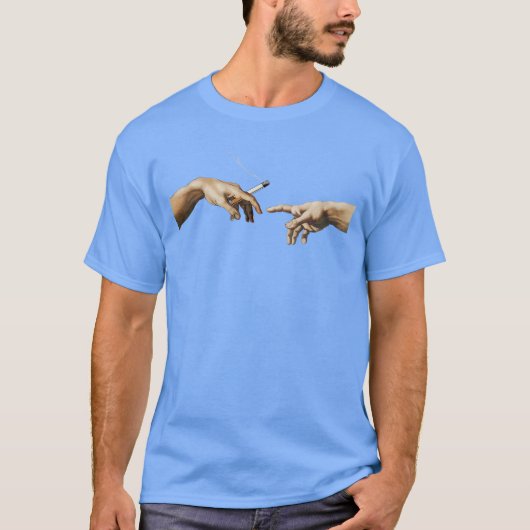 Michelangelo Schepping van Adam Sigaret Roken Ar T-shirt (Voorkant)