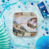 Michelangelo - Schepping van Adam, Sixtijnse Kapel Papieren Bordje (Feest)