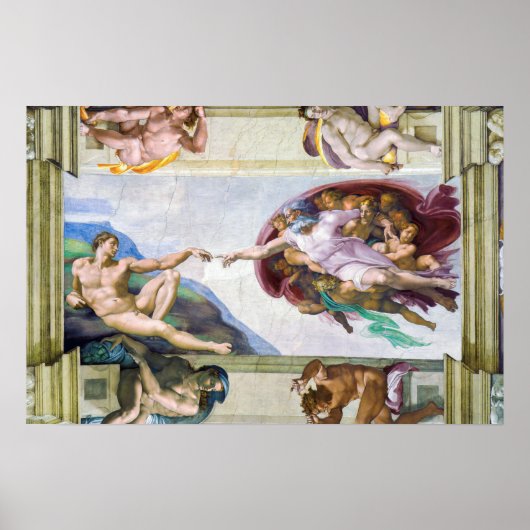 Michelangelo - Schepping van Adam, Sixtijnse Kapel Poster (Voorkant)