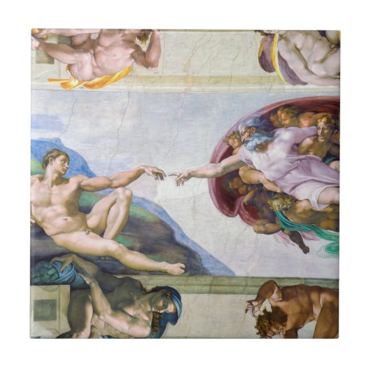 Michelangelo - Schepping van Adam, Sixtijnse Kapel Tegeltje (Voorkant)