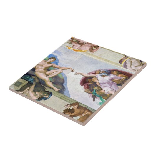 Michelangelo - Schepping van Adam, Sixtijnse Kapel Tegeltje (Zijkant)