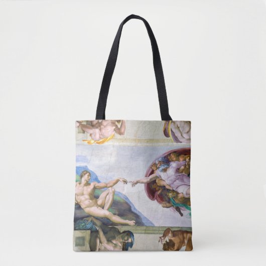 Michelangelo - Schepping van Adam, Sixtijnse Kapel Tote Bag (Voorkant)