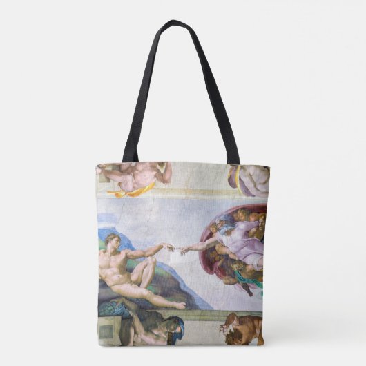 Michelangelo - Schepping van Adam, Sixtijnse Kapel Tote Bag (Achterkant)
