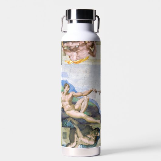 Michelangelo - Schepping van Adam, Sixtijnse Kapel Waterfles (Voorkant)