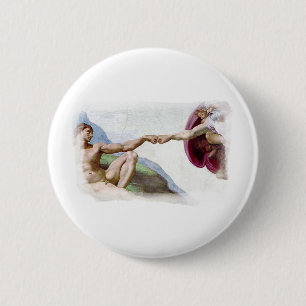 Michelangelo Schepping Van De Mens - God Adam Vuis Ronde Button 5,7 Cm