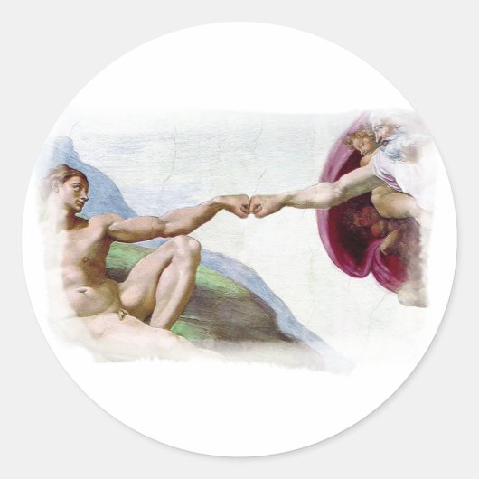 Michelangelo Schepping Van De Mens - God Adam Vuis Ronde Sticker (Voorkant)