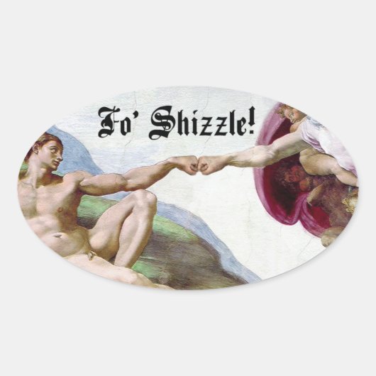 Michelangelo Schepping Van De Mens Vuistslag Fo Sh Ovale Sticker (Voorkant)
