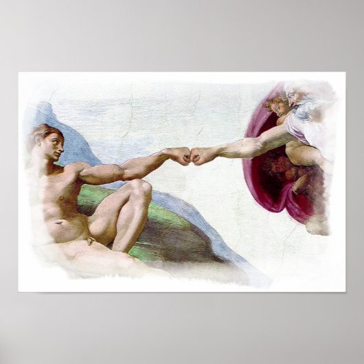 Michelangelo Schepping Van De Mens Vuistslag Poster (Voorkant)