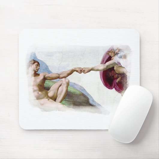Michelangelo schepping van Man - God Adam Fist Bum Muismat (Met muis)