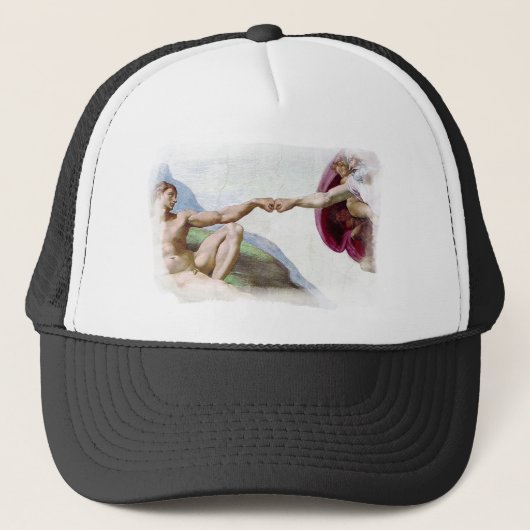 Michelangelo schepping van Man - God Adam Fist Bum Trucker Pet (Voorkant)