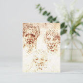 Michelangelo- Studies van Grotesques Briefkaart (Staand voorkant)