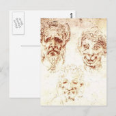 Michelangelo- Studies van Grotesques Briefkaart (Voorkant / Achterkant)