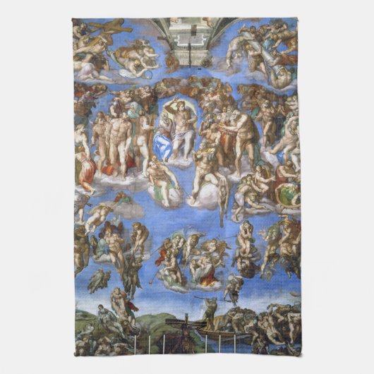 Michelangelo The Last Judgment Fresco Masterpiece Theedoek (Verticaal)