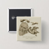 Michelangelo Vierkante Button 5,1 Cm (Voorkant /achterkant)