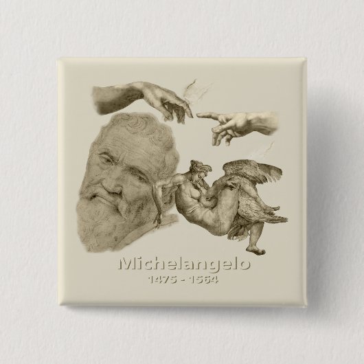 Michelangelo Vierkante Button 5,1 Cm (Voorkant)