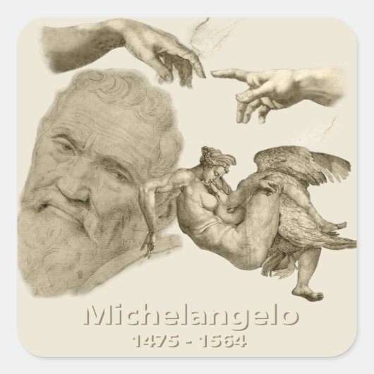 Michelangelo Vierkante Sticker (Voorkant)