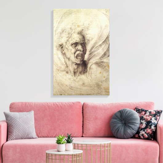 Michelangelo's Damned Soul, hoofd van een Man Canvas Afdruk (Insitu (Woonkamer))