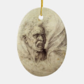 Michelangelo's Damned Soul, hoofd van een Man Keramisch Ornament (Voorkant)