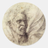 Michelangelo's Damned Soul, hoofd van een Man Ronde Sticker (Voorkant)