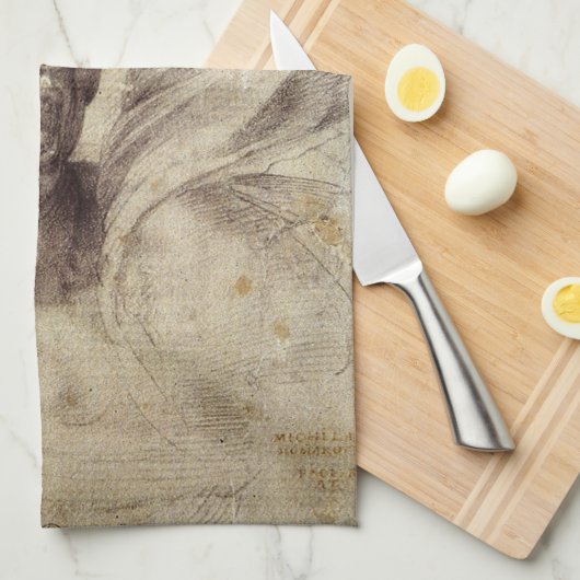 Michelangelo's Damned Soul, hoofd van een Man Theedoek (Quarter Fold)