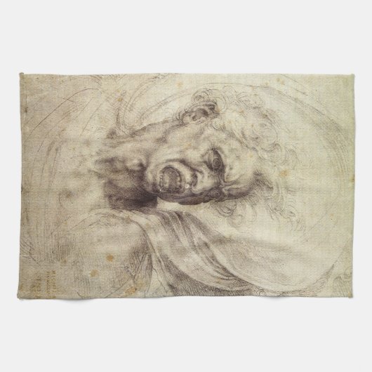 Michelangelo's Damned Soul, hoofd van een Man Theedoek (Horizontaal)