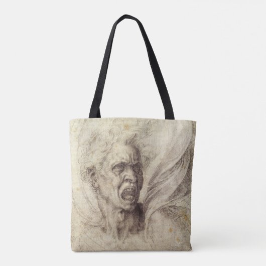 Michelangelo's Damned Soul, hoofd van een Man Tote Bag (Achterkant)