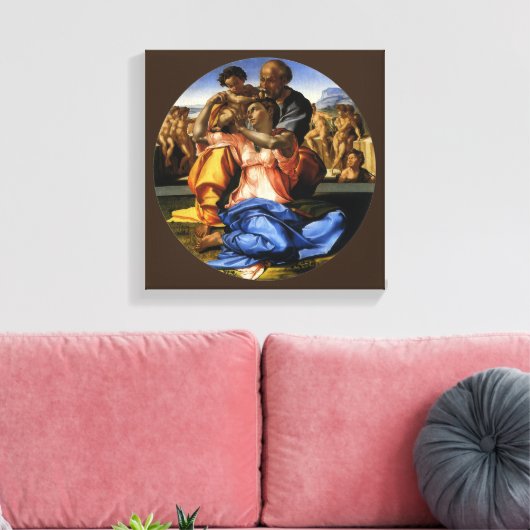 Michelangelo's Doni Tondo of Doni Madonna Canvas Afdruk (Insitu (Woonkamer))