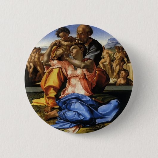 Michelangelo's Doni Tondo of Doni Madonna Ronde Button 5,7 Cm (Voorkant)