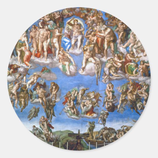 Michelangelo's Het Laatste Oordeel Ronde Sticker (Voorkant)
