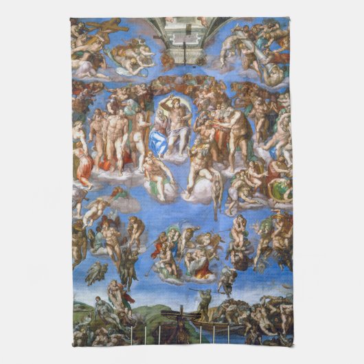 Michelangelo's Het Laatste Oordeel Theedoek (Verticaal)
