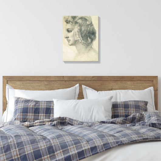 Michelangelo's ideale hoofd van een vrouw canvas afdruk (Insitu (Slaapkamer))