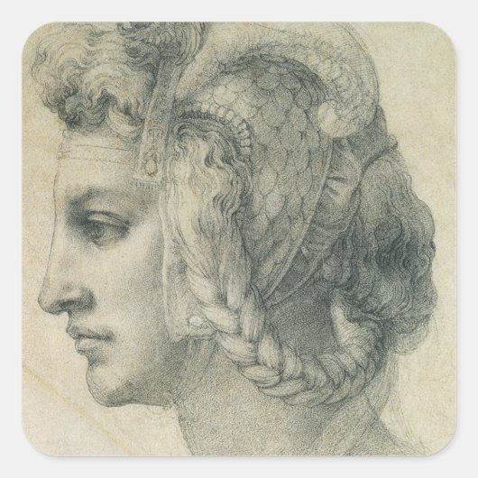 Michelangelo's ideale hoofd van een vrouw vierkante sticker (Voorkant)