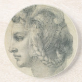 Michelangelo's ideale hoofd van een vrouw zandsteen onderzetter (Voorkant)