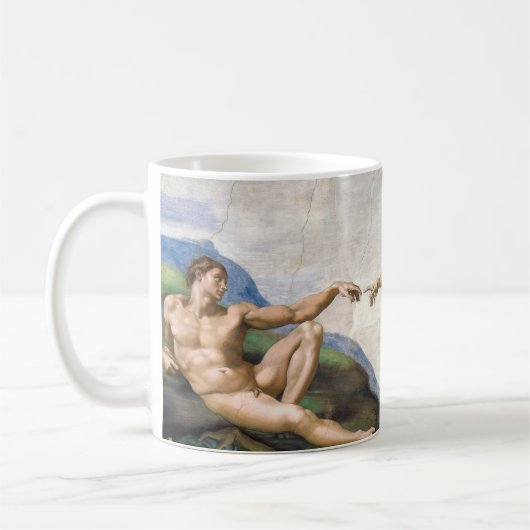 Michelangelo's schepping van Adam Koffiemok (Links)